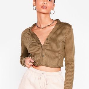 Nasty Gal Buton Top Of Your Game Knitted Cropped Cardigan